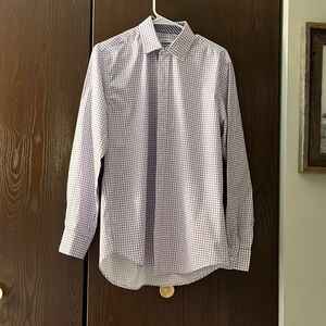 Jos. A Bank 1905 men’s purple/ white small checked dress shirt. Size 15& 1/2 34